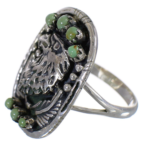 Authentic Sterling Silver Turquoise Eagle Ring Size 5 RX80362